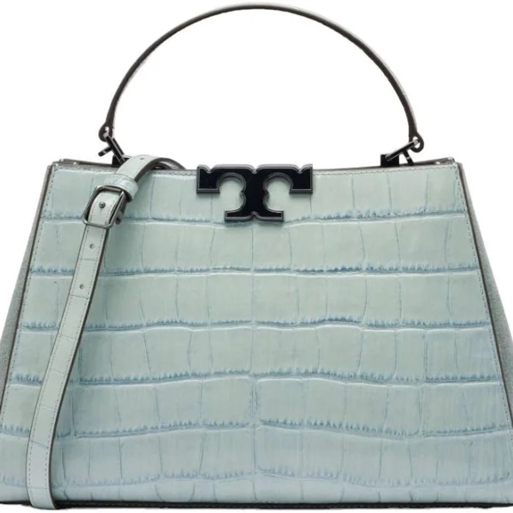 Tory Burch Light Blue Croc Embossed Eleanor